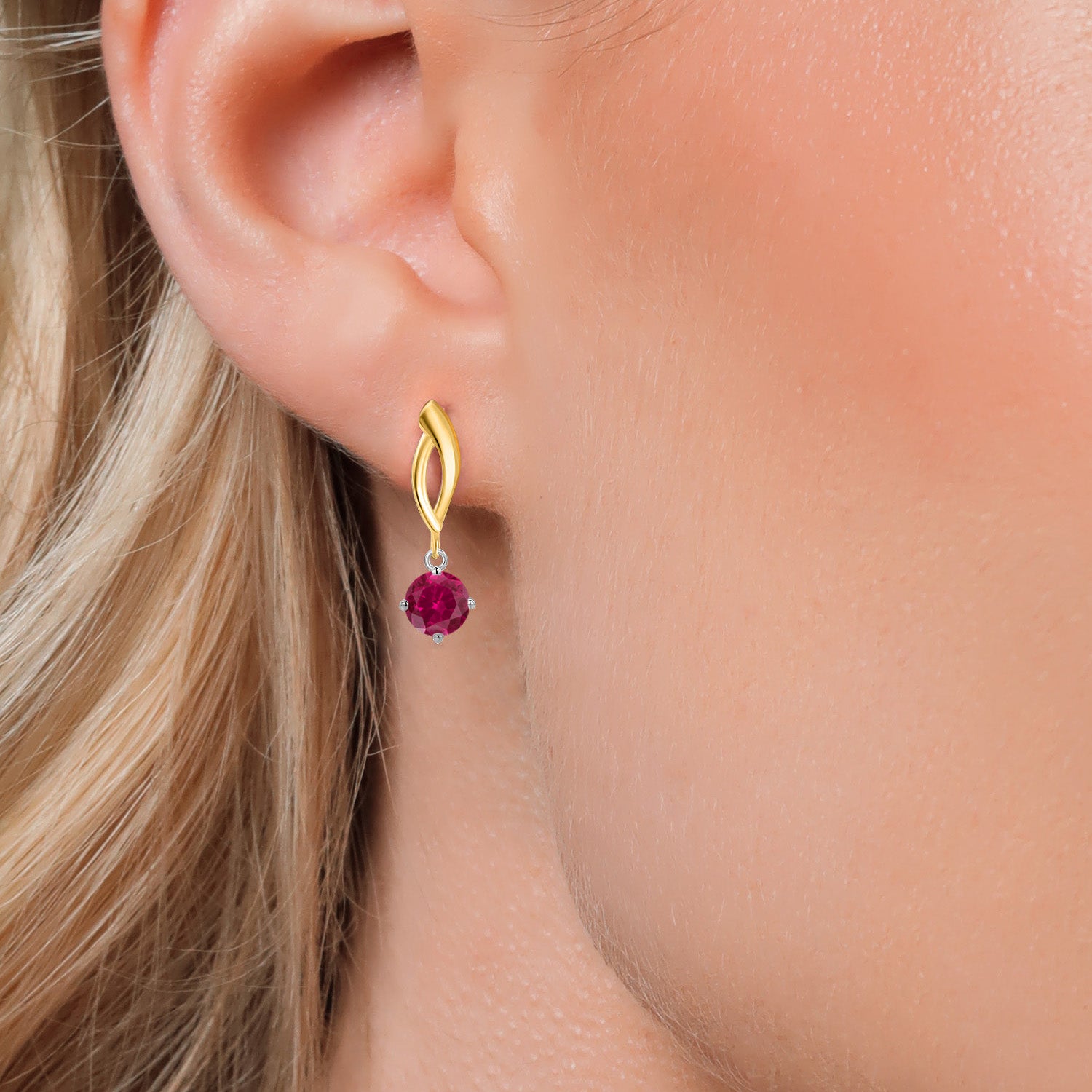 Earrings in 925 Sterling Silver and 10K Yellow Gold