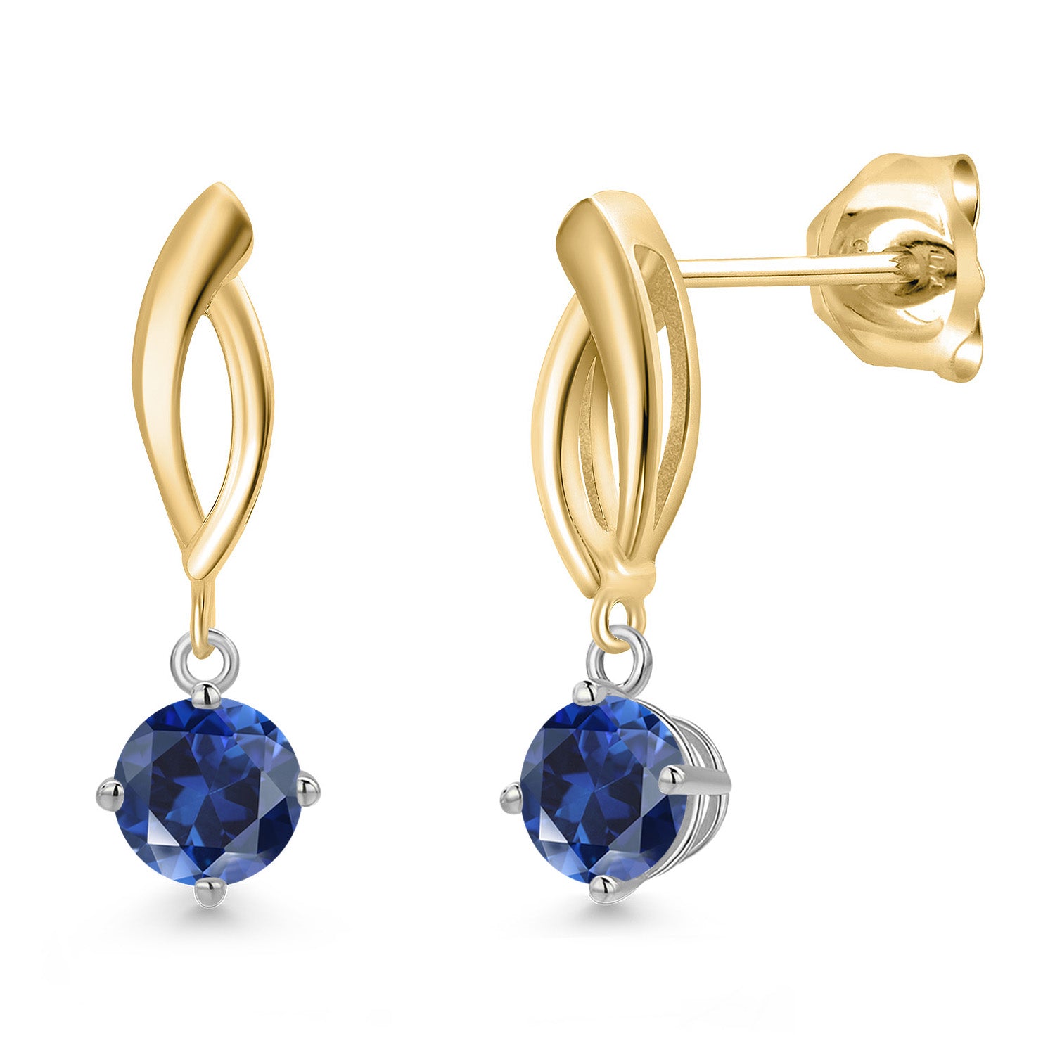 Earrings in 925 Sterling Silver and 10K Yellow Gold