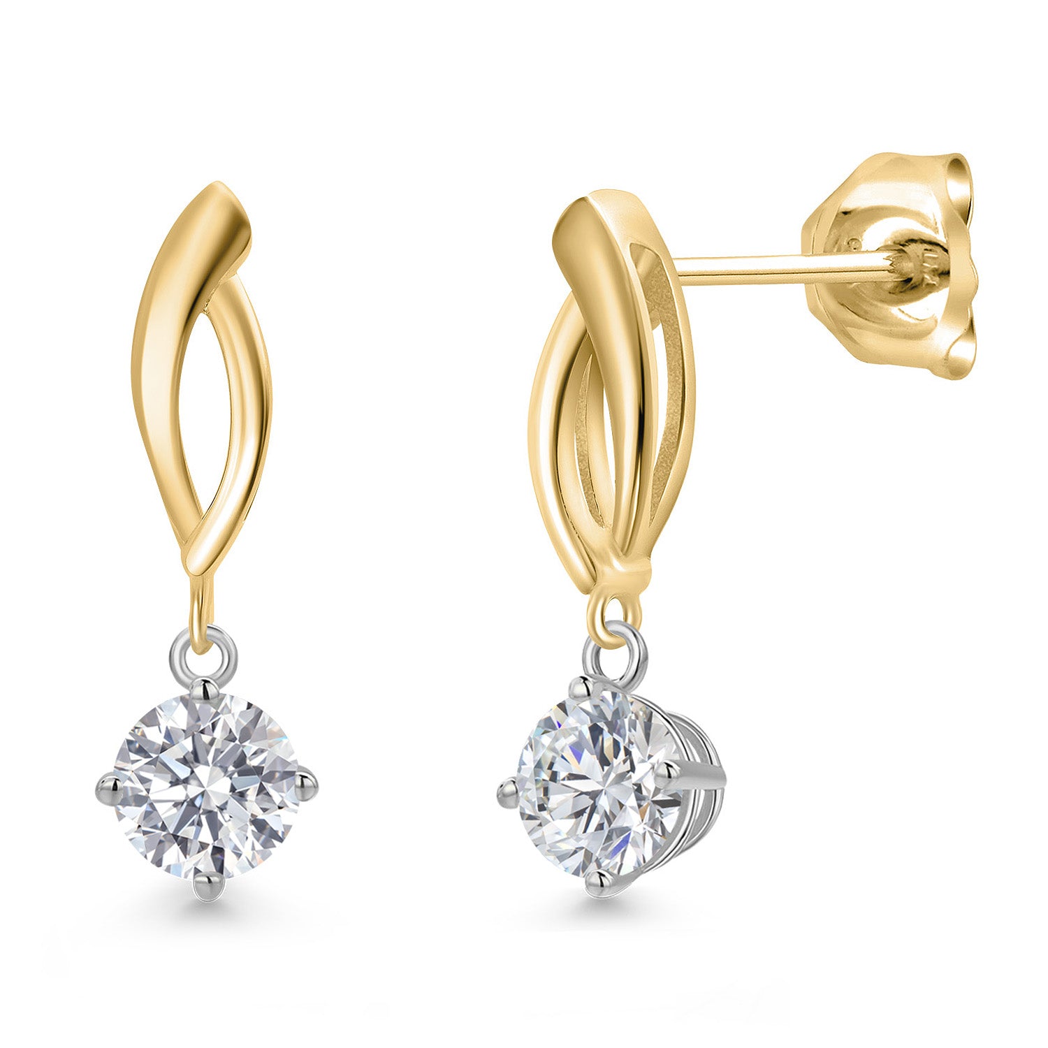 Earrings in 925 Sterling Silver and 10K Yellow Gold