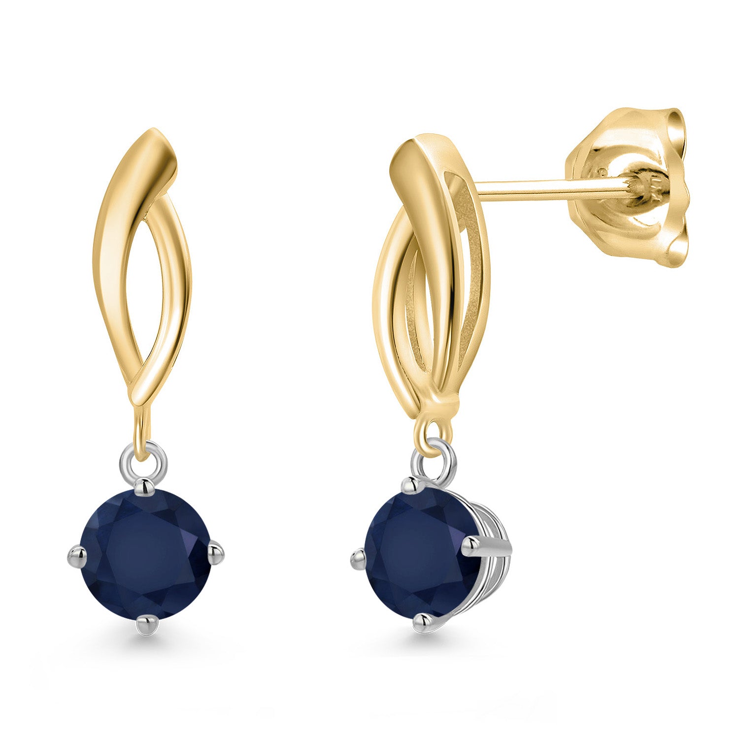 Earrings in 925 Sterling Silver and 10K Yellow Gold