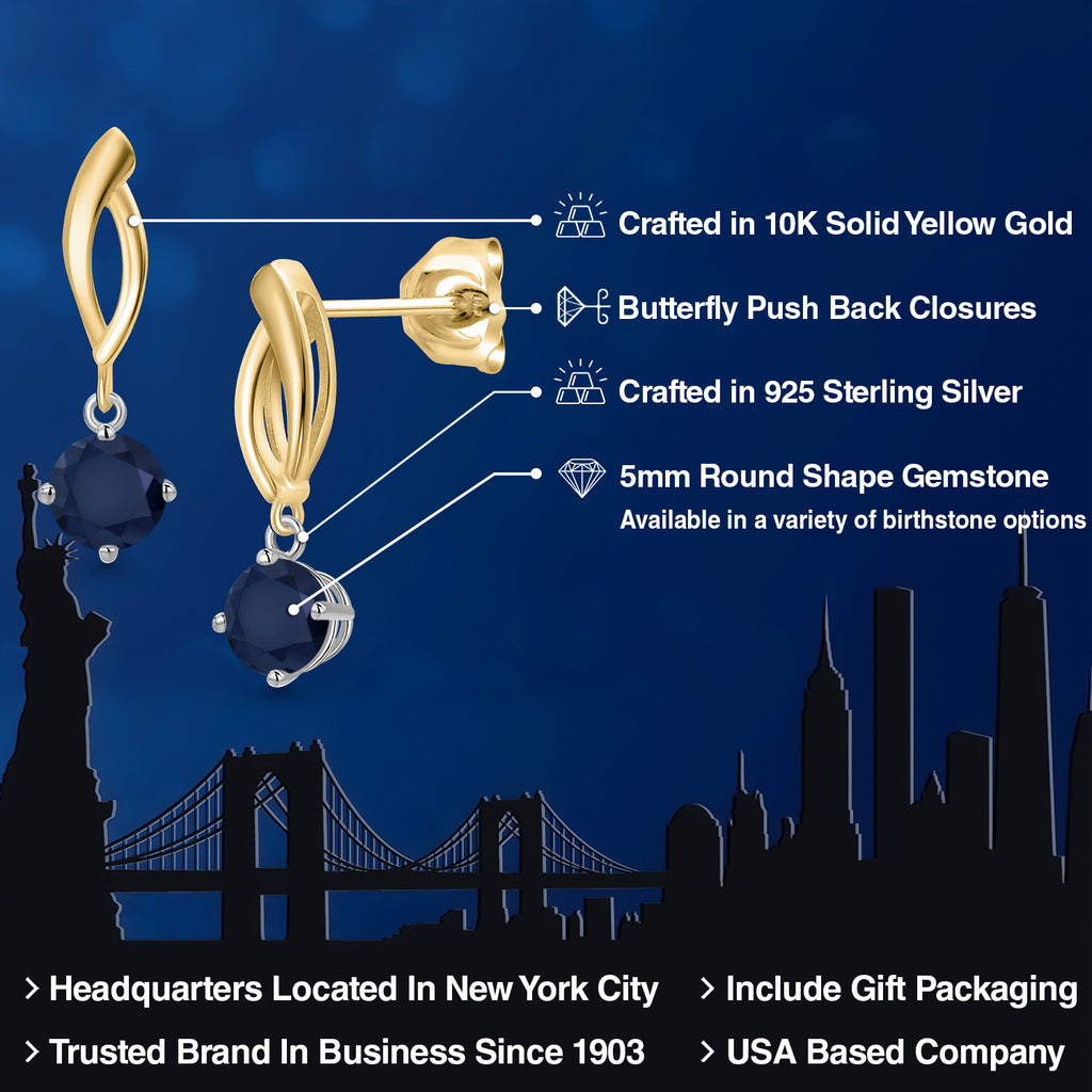 Earrings in 925 Sterling Silver and 10K Yellow Gold