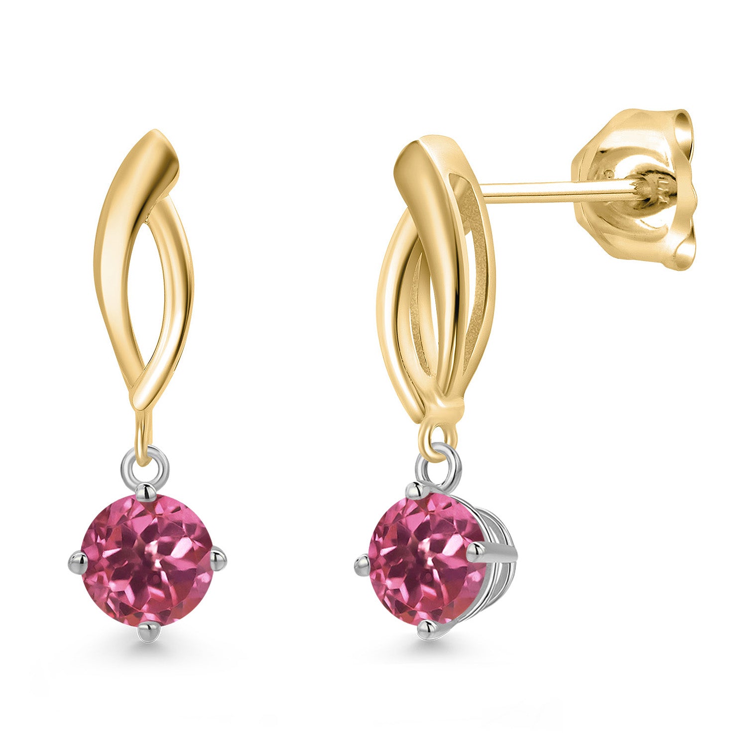 Earrings in 925 Sterling Silver and 10K Yellow Gold