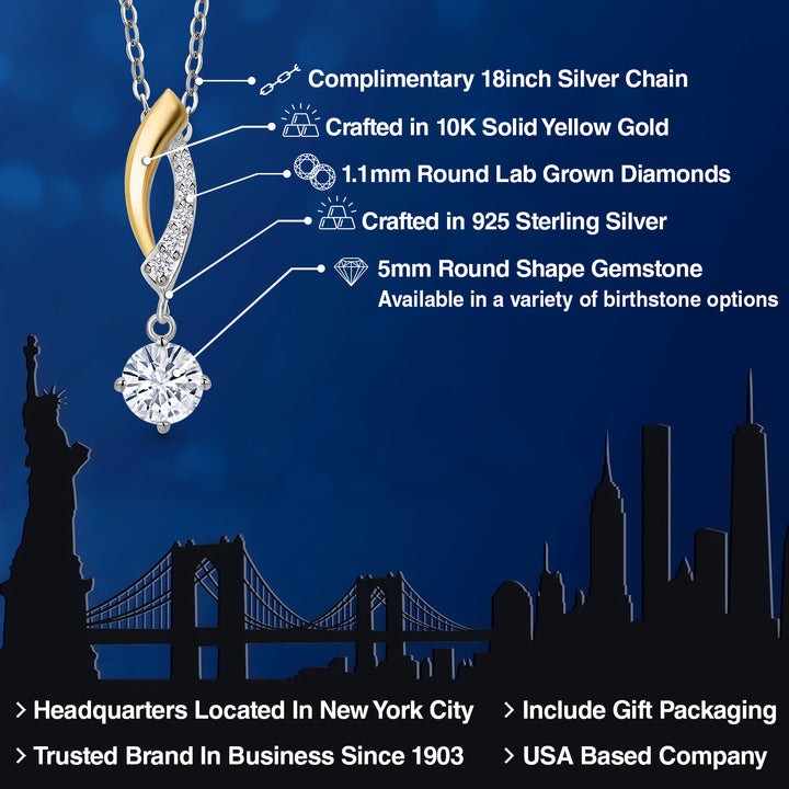 Pendant in 925 Sterling Silver and 10K Yellow Gold