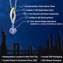 Pendant in 925 Sterling Silver and 10K Yellow Gold