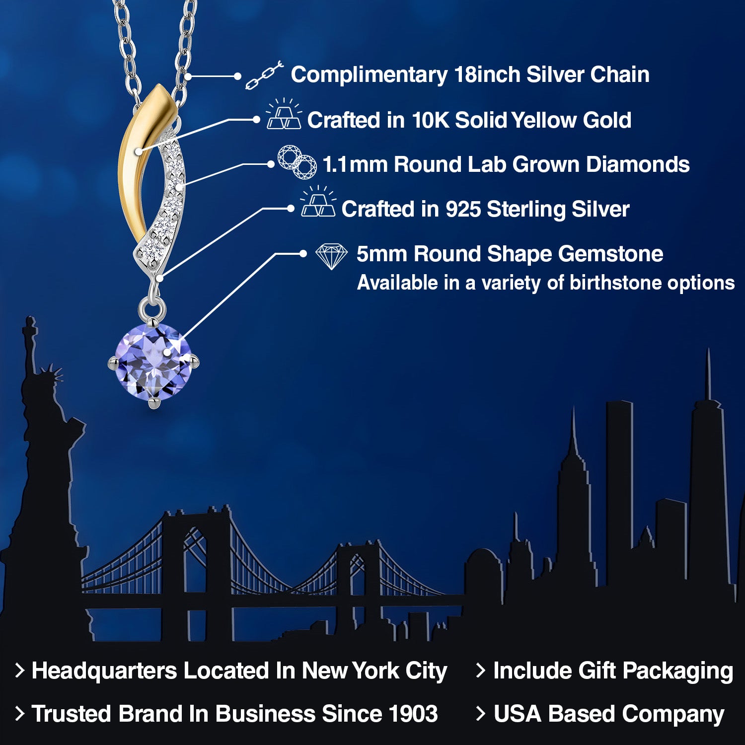 Pendant in 925 Sterling Silver and 10K Yellow Gold