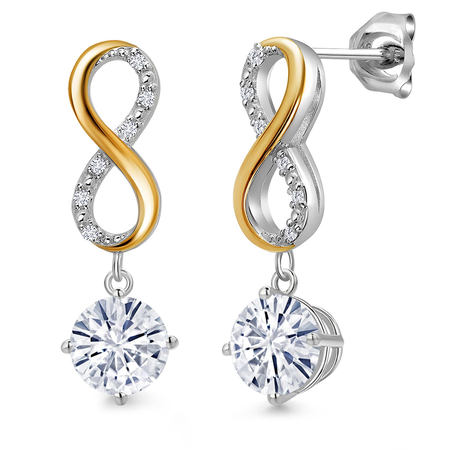 Earrings in 925 Sterling Silver and 10K Yellow Gold