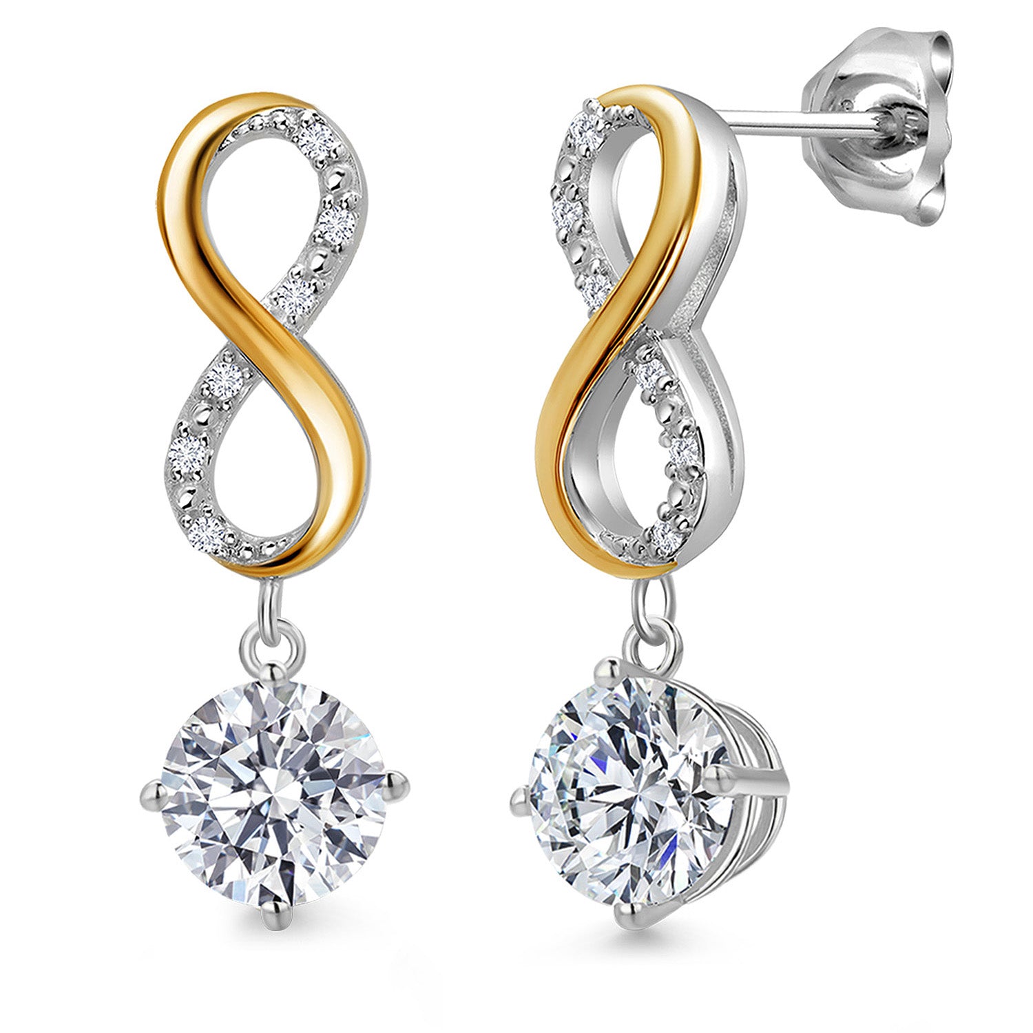 Earrings in 925 Sterling Silver and 10K Yellow Gold
