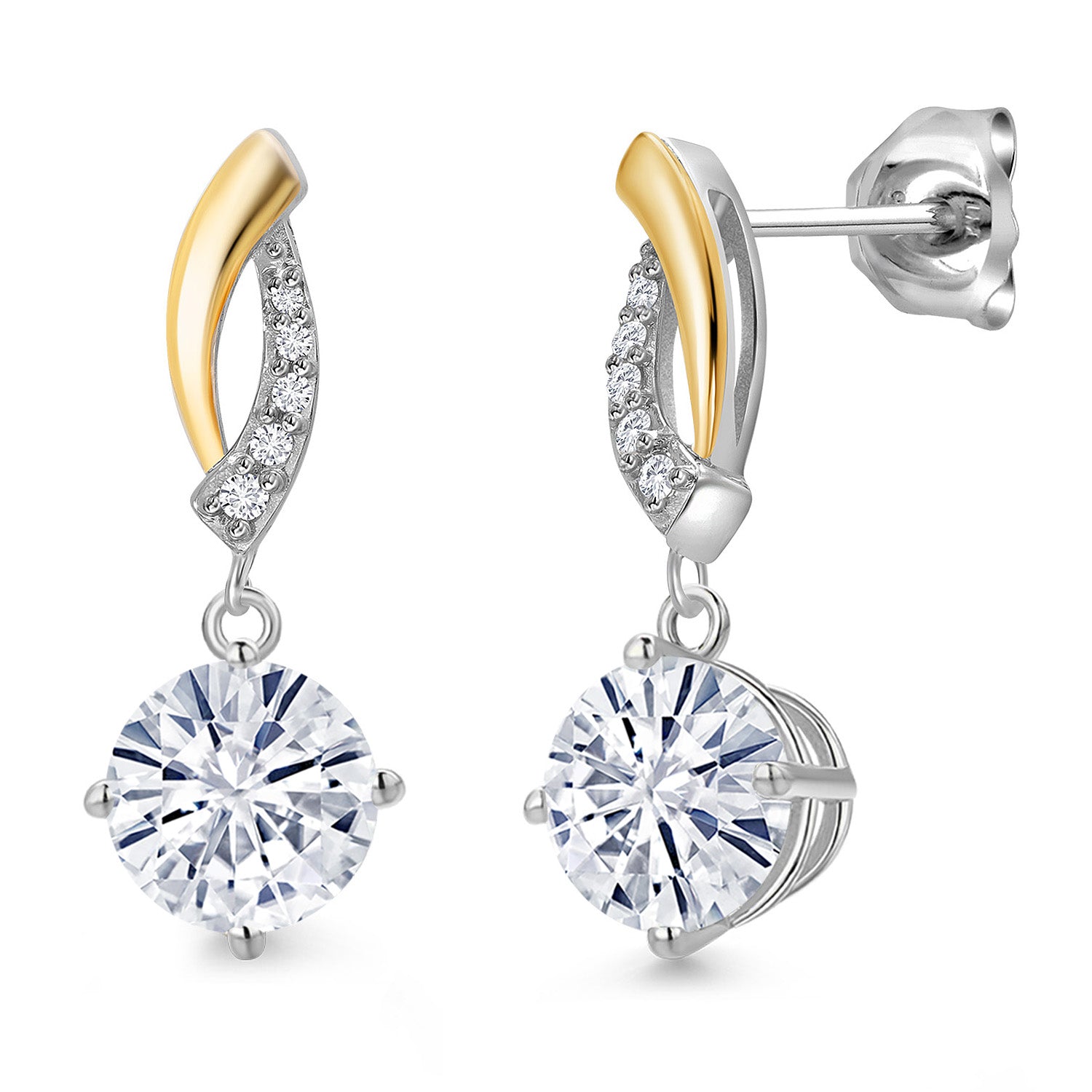 Earrings in 925 Sterling Silver and 10K Yellow Gold