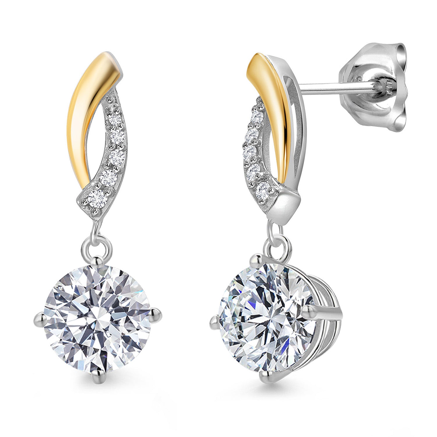 Earrings in 925 Sterling Silver and 10K Yellow Gold