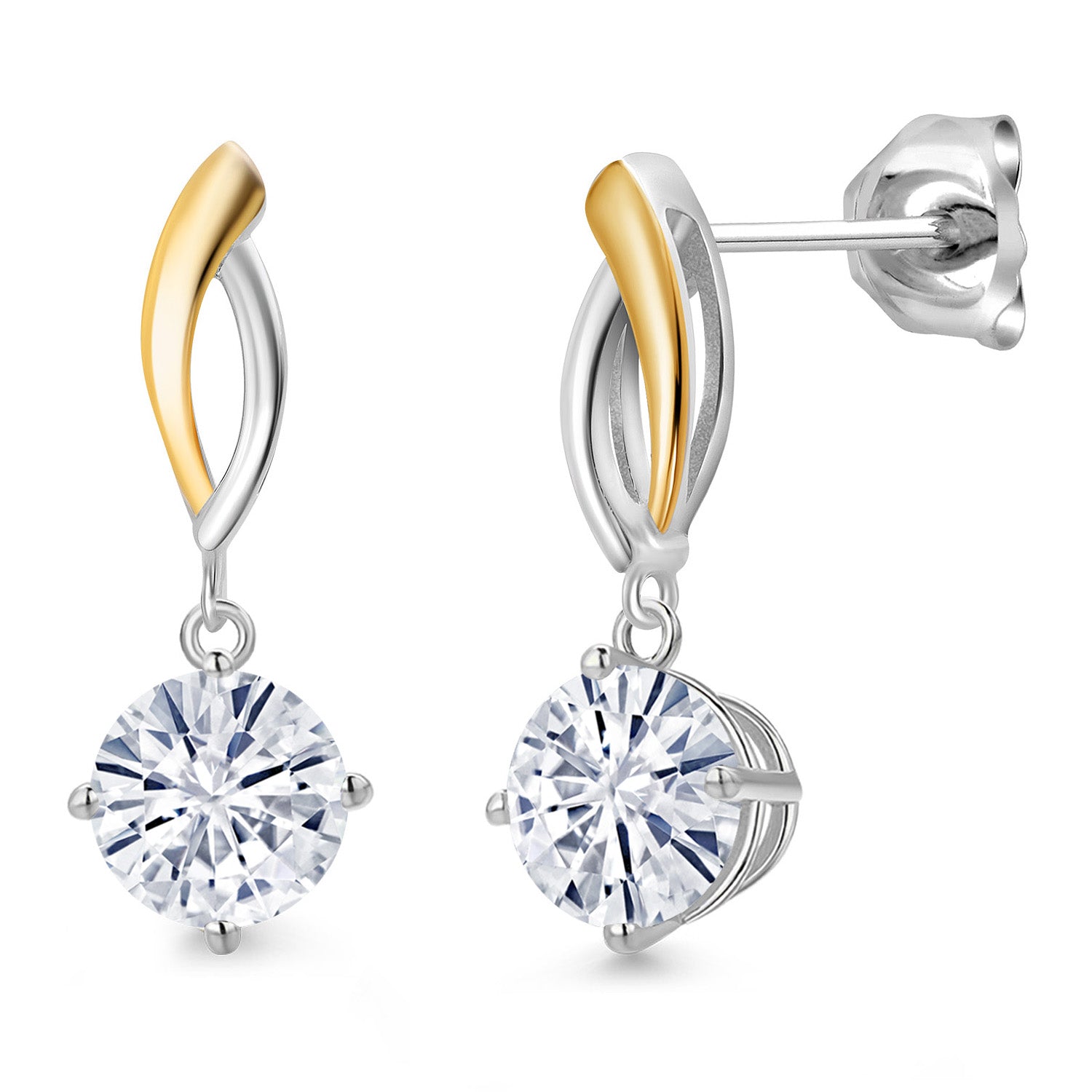 Earrings in 925 Sterling Silver and 10K Yellow Gold