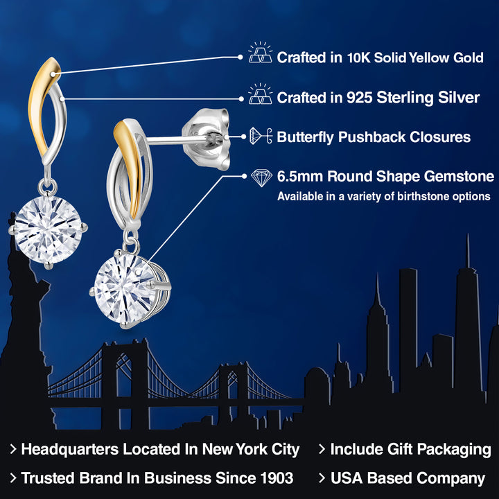 Earrings in 925 Sterling Silver and 10K Yellow Gold