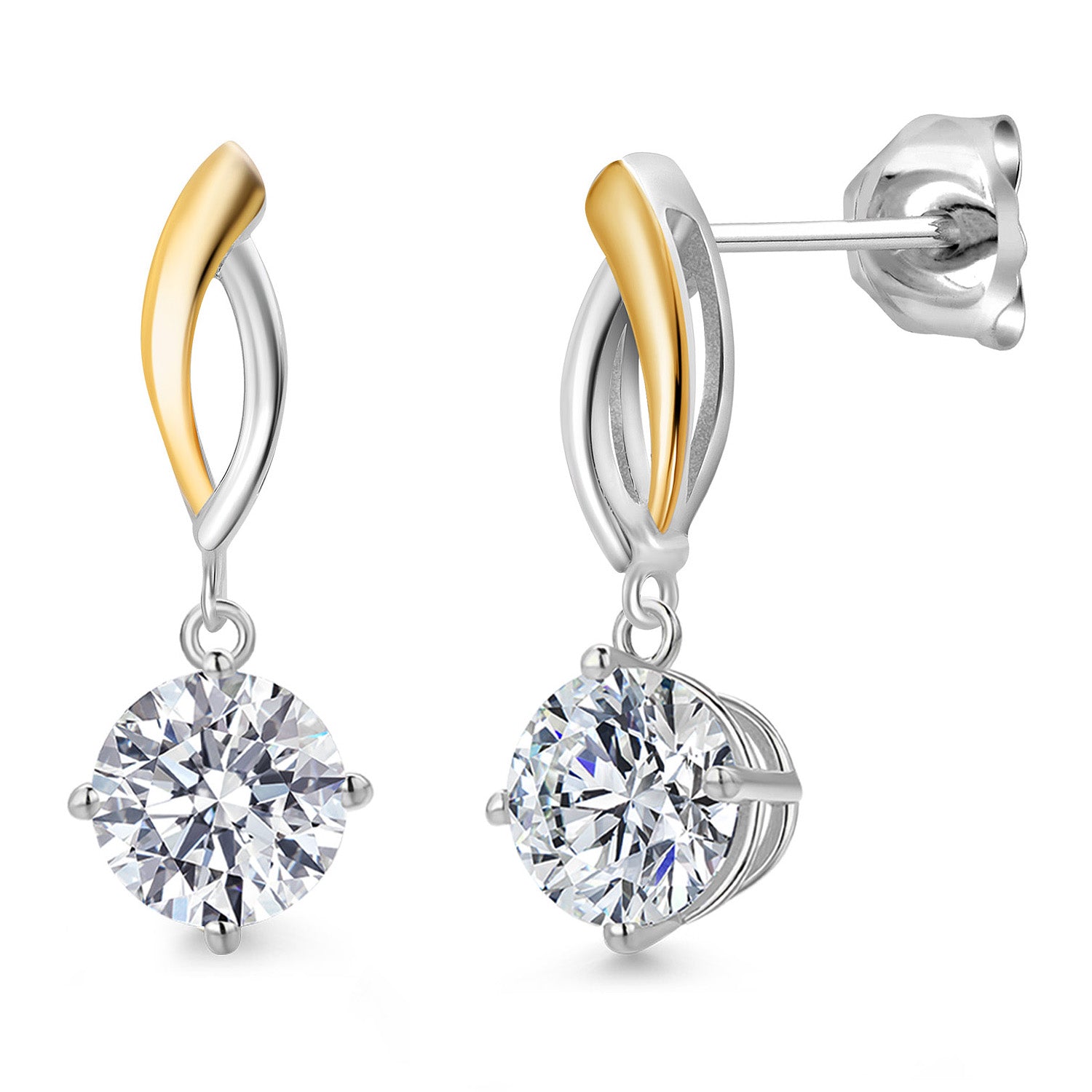 Earrings in 925 Sterling Silver and 10K Yellow Gold