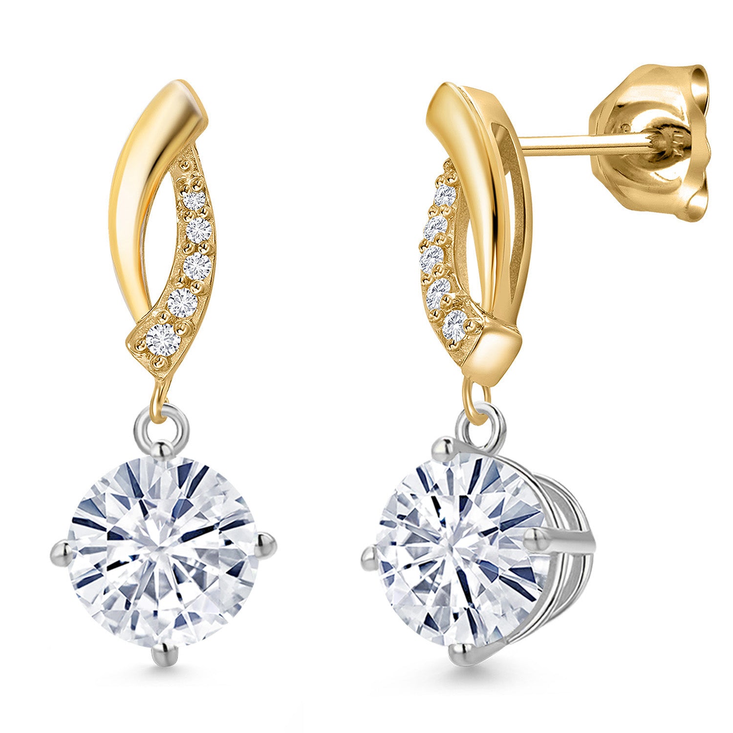 Earrings in 925 Sterling Silver and 10K Yellow Gold