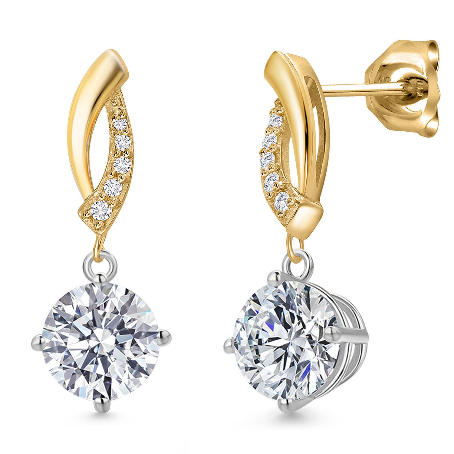 Earrings in 925 Sterling Silver and 10K Yellow Gold