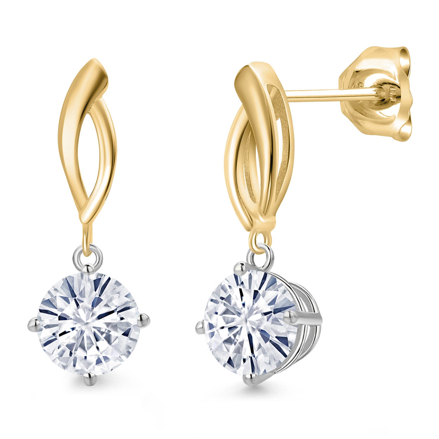 Earrings in 925 Sterling Silver and 10K Yellow Gold