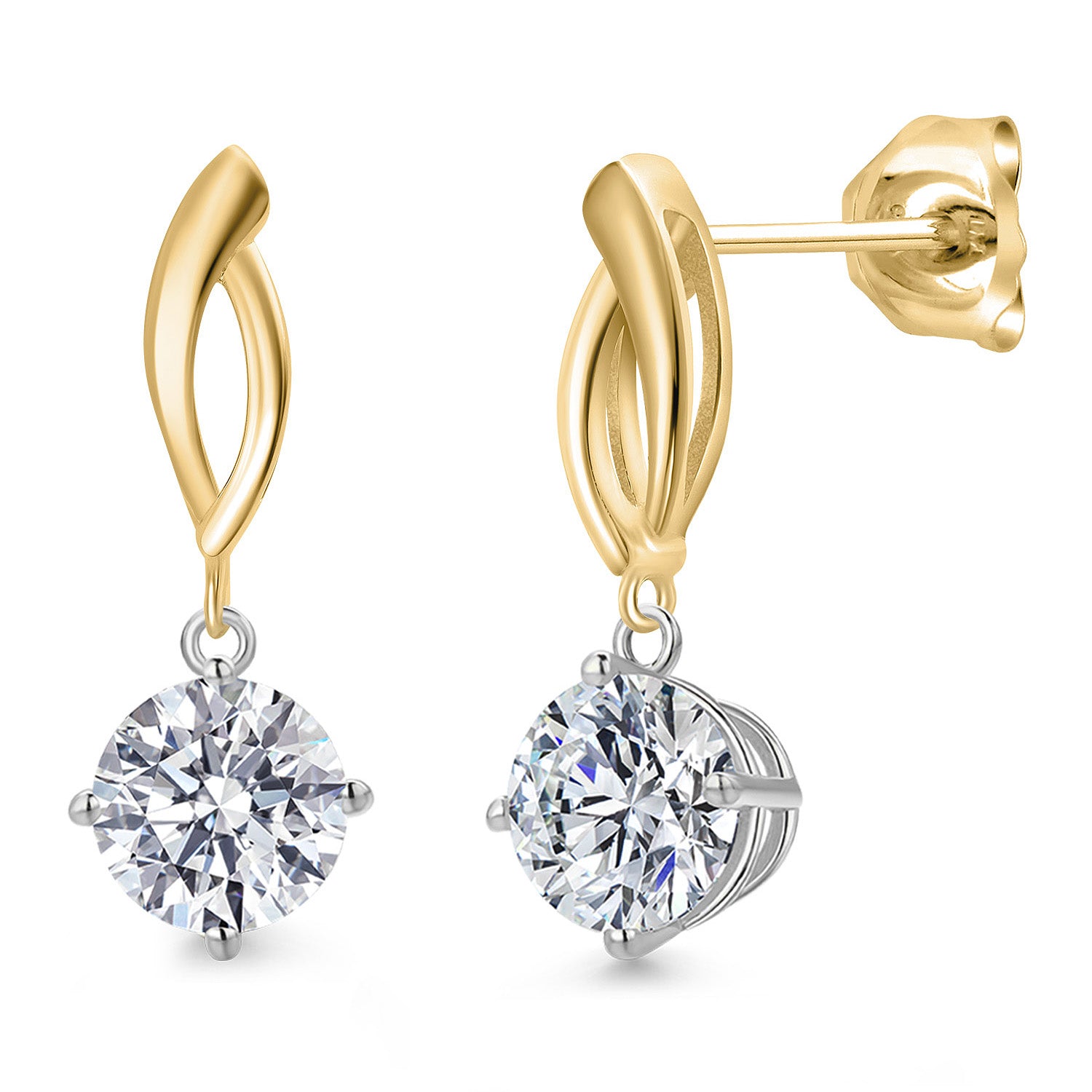 Earrings in 925 Sterling Silver and 10K Yellow Gold