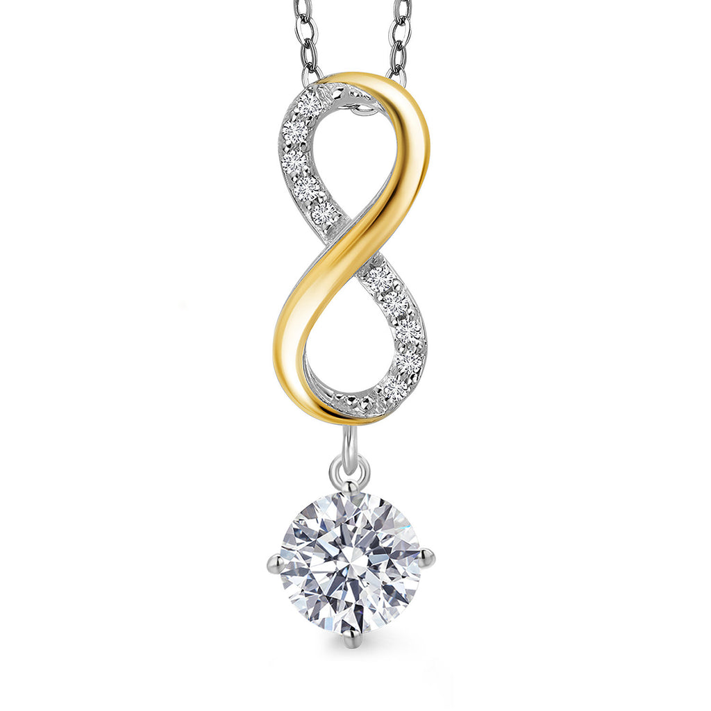 1 Carats_Pendant in 925 Sterling Silver and 10K Yellow Gold