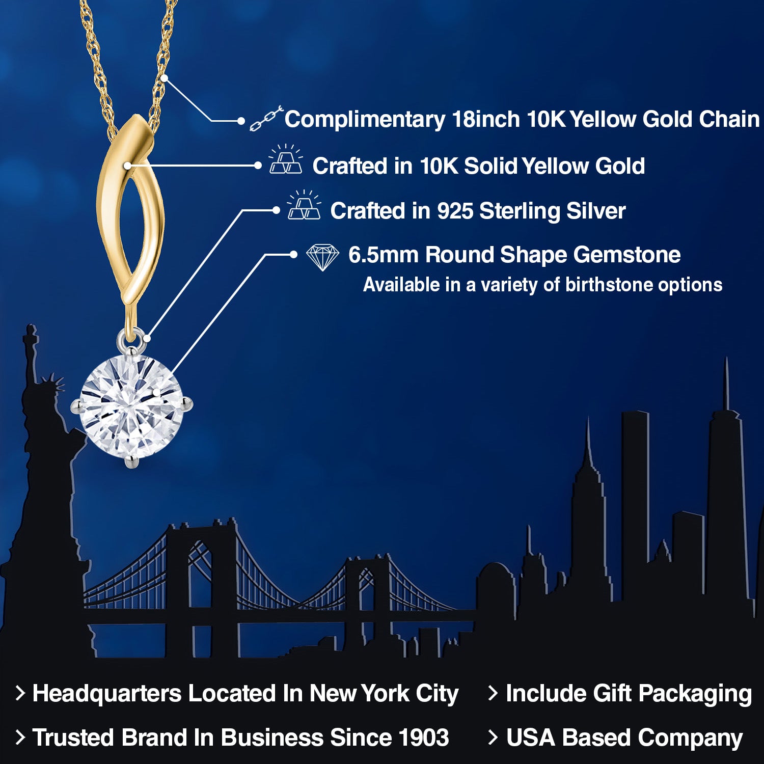 Pendant in 925 Sterling Silver and 10K Yellow Gold