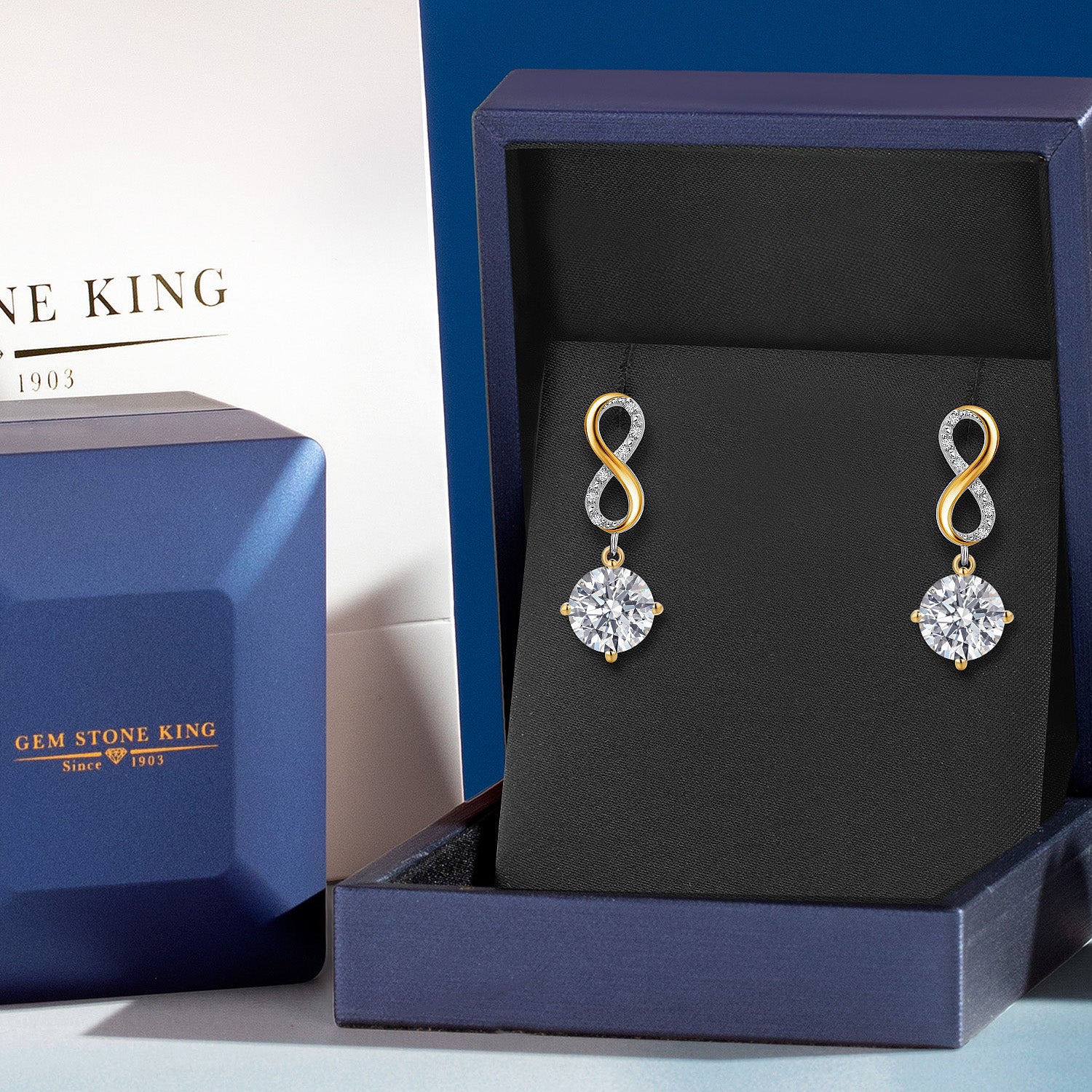 Earrings in 925 Sterling Silver and 10K Yellow Gold