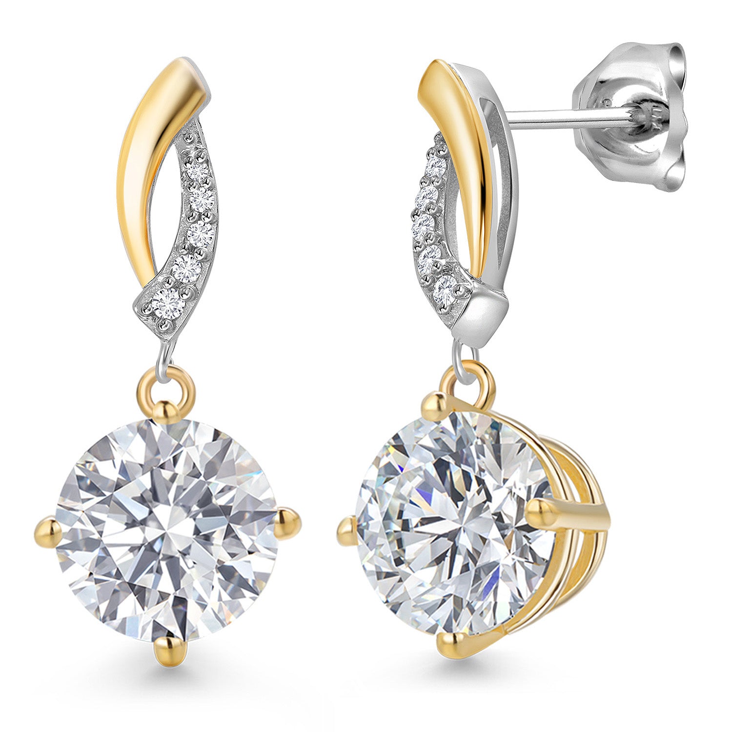 Earrings in 925 Sterling Silver and 10K Yellow Gold