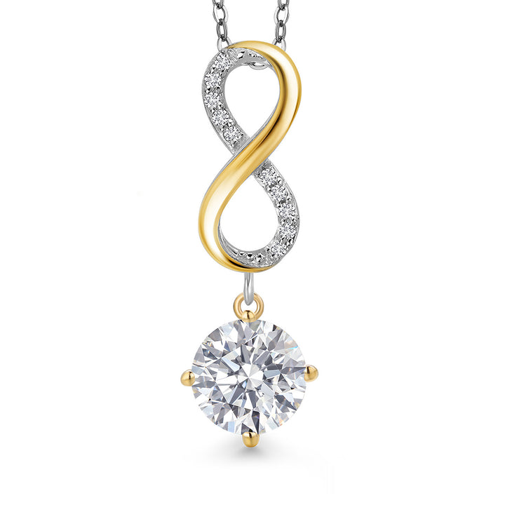 2.5 Carats_Pendant in 925 Sterling Silver and 10K Yellow Gold