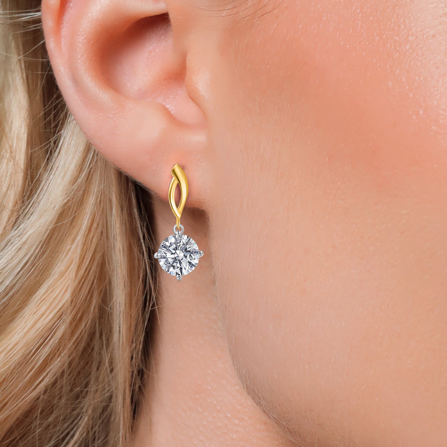 Earrings in 10K Two Tone Gold