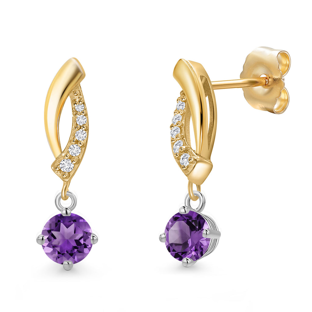 Amethyst - February_Earrings in 14K Two Tone Gold