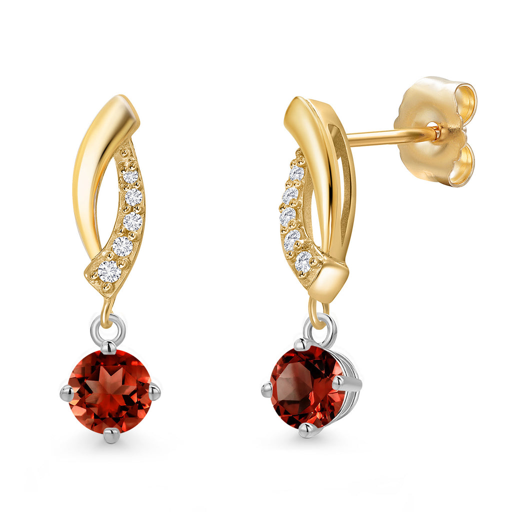 Garnet - January_Earrings in 14K Two Tone Gold