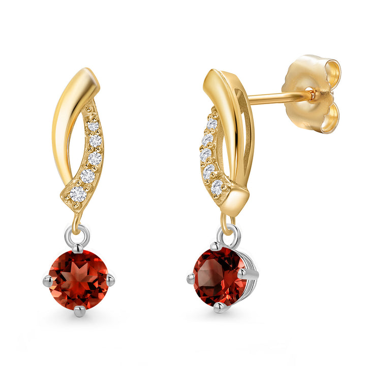 Garnet - January_Earrings in 14K Two Tone Gold