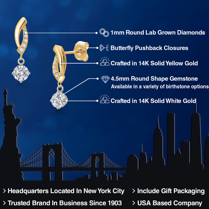 Earrings in 14K Two Tone Gold