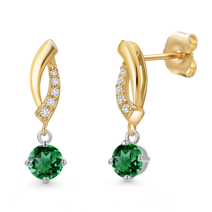 Nano Emerald - May_Earrings in 14K Two Tone Gold