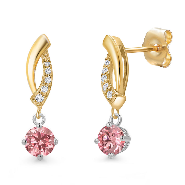 Pink Lab Grown Diamond - April_Earrings in 14K Two Tone Gold