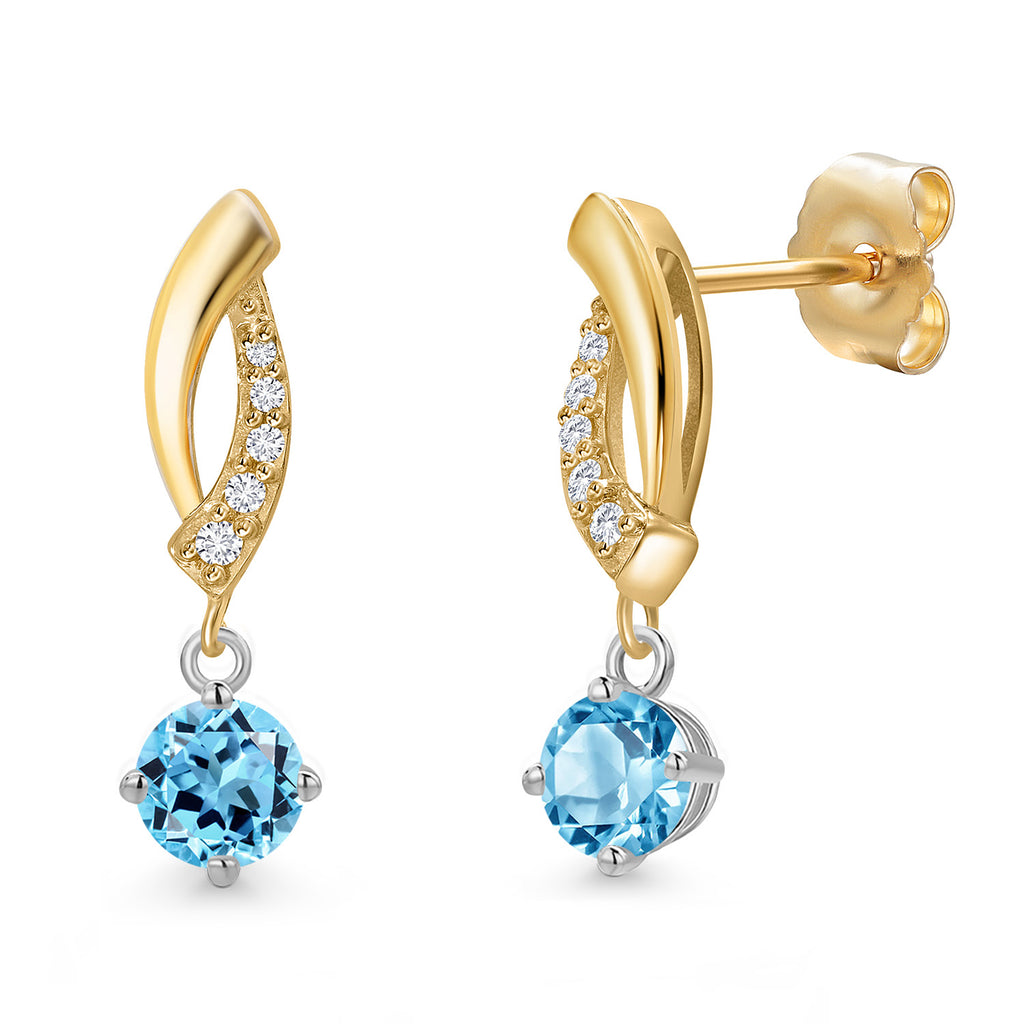 Swiss Blue Topaz - November_Earrings in 14K Two Tone Gold