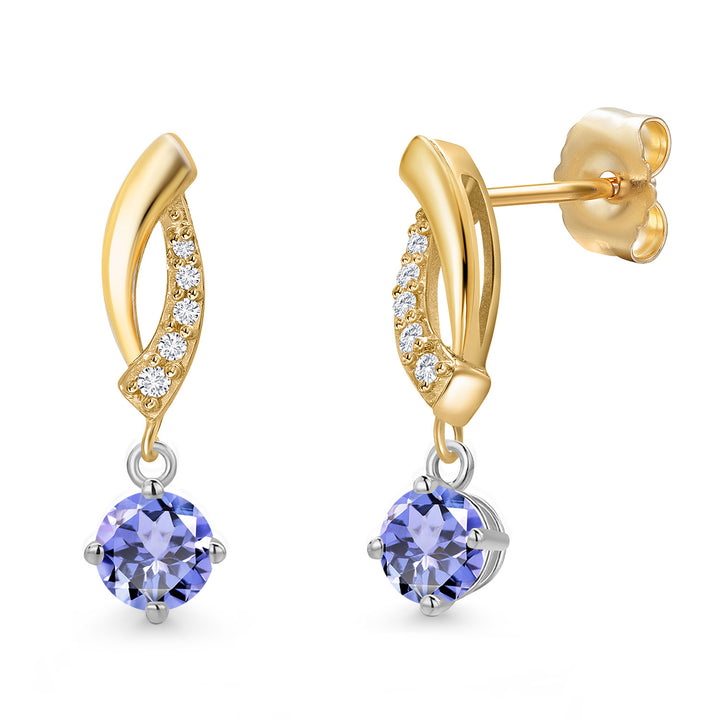 Tanzanite - December_Earrings in 14K Two Tone Gold