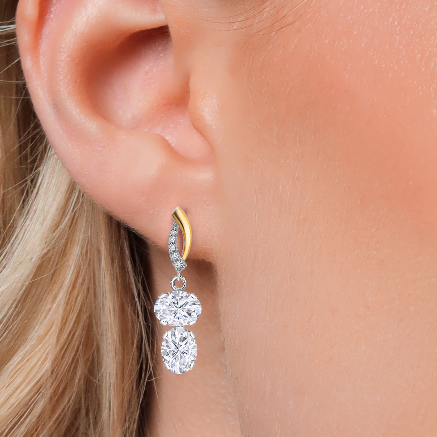 Earrings in 925 Sterling Silver and 10K Yellow Gold