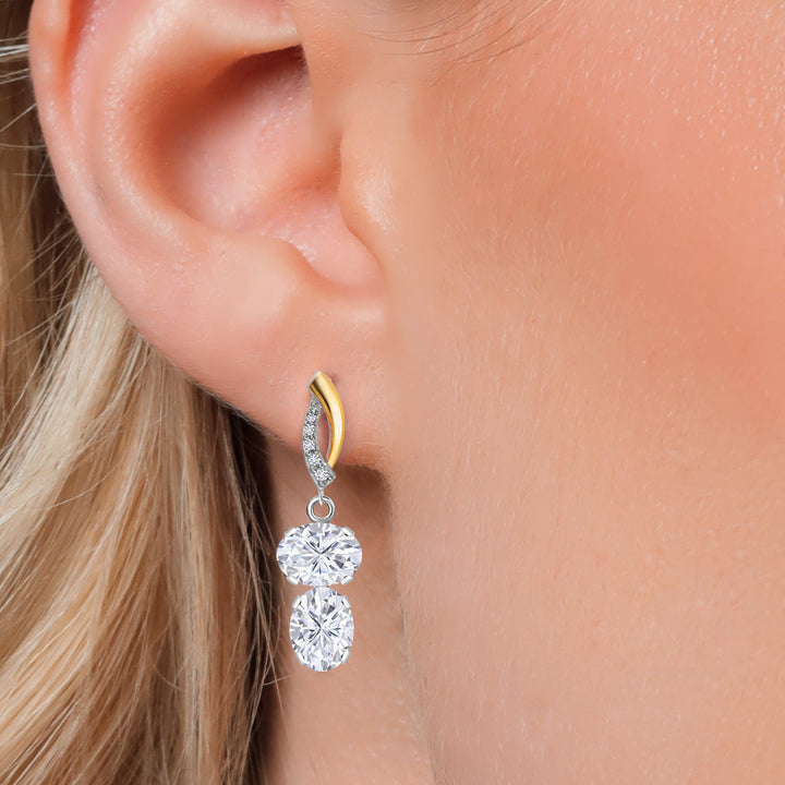 Earrings in 925 Sterling Silver and 10K Yellow Gold