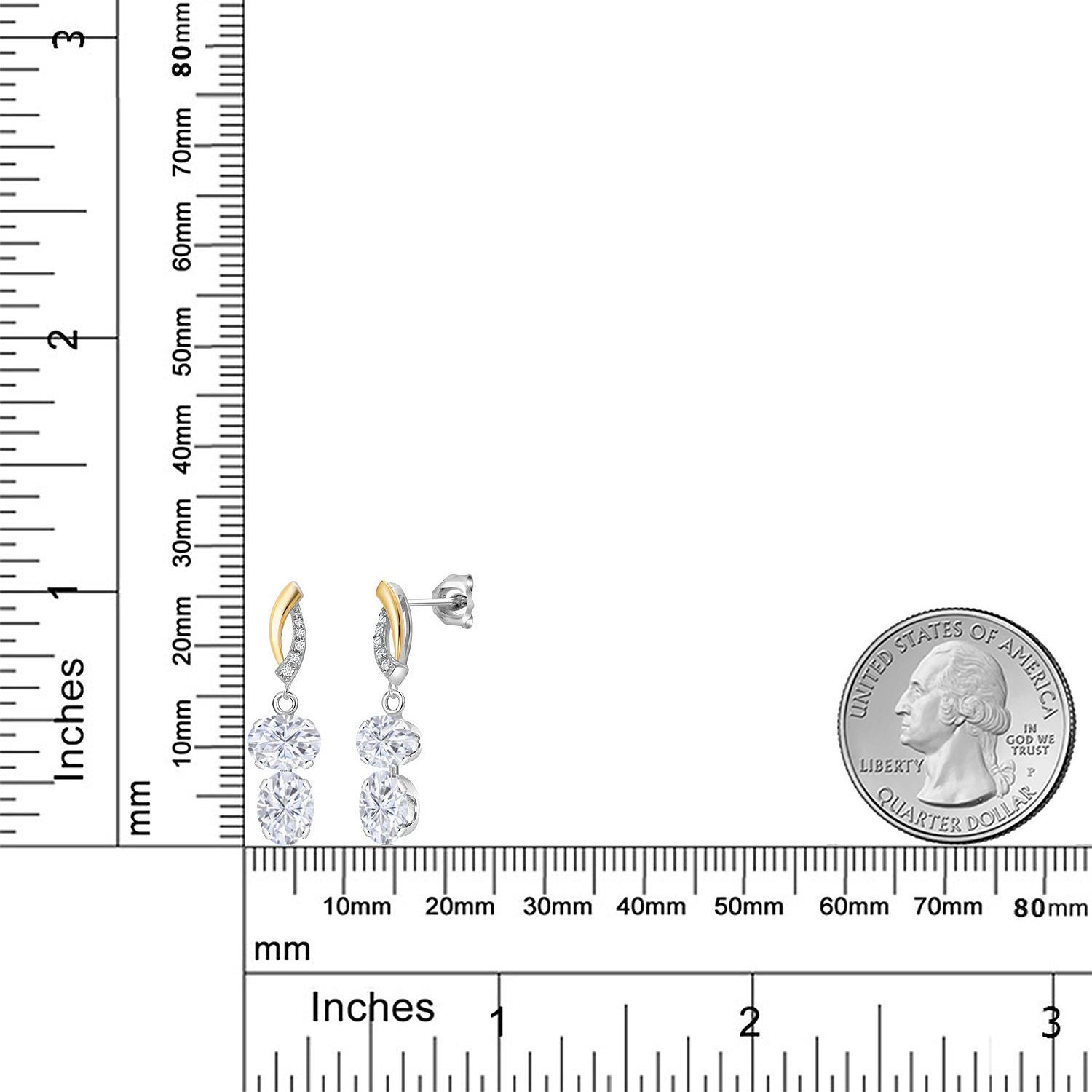 Earrings in 925 Sterling Silver and 10K Yellow Gold