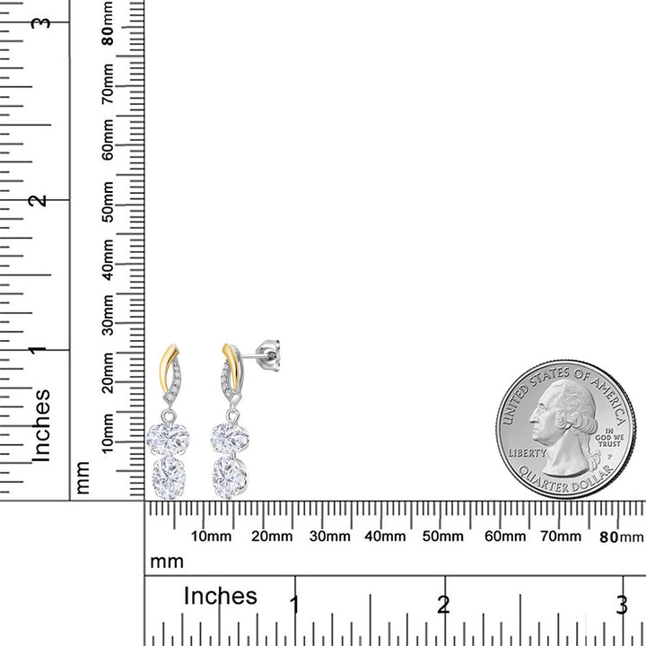 Earrings in 925 Sterling Silver and 10K Yellow Gold
