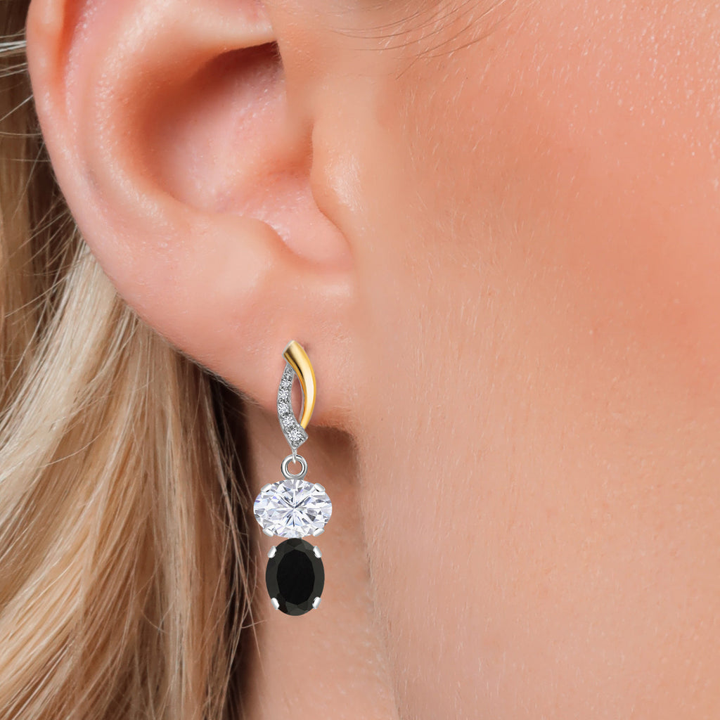 Earrings in 925 Sterling Silver and 10K Yellow Gold