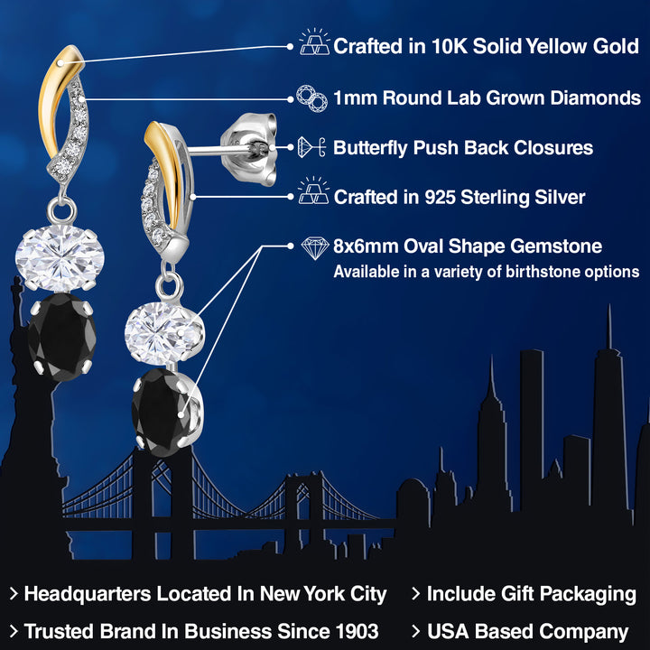 Earrings in 925 Sterling Silver and 10K Yellow Gold
