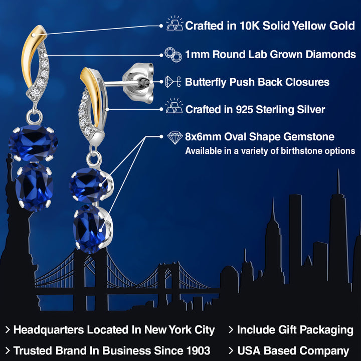 Earrings in 925 Sterling Silver and 10K Yellow Gold