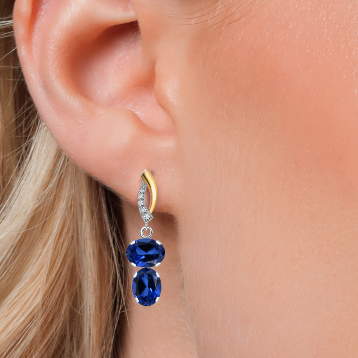 Earrings in 925 Sterling Silver and 10K Yellow Gold