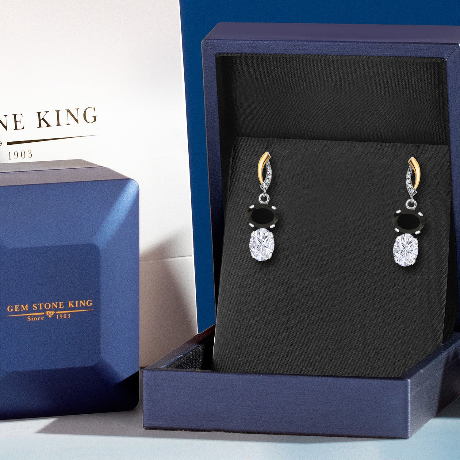Earrings in 925 Sterling Silver and 10K Yellow Gold