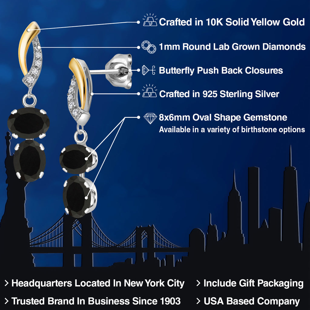 Earrings in 925 Sterling Silver and 10K Yellow Gold