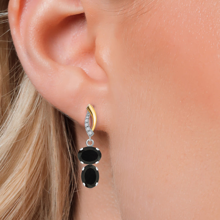 Earrings in 925 Sterling Silver and 10K Yellow Gold