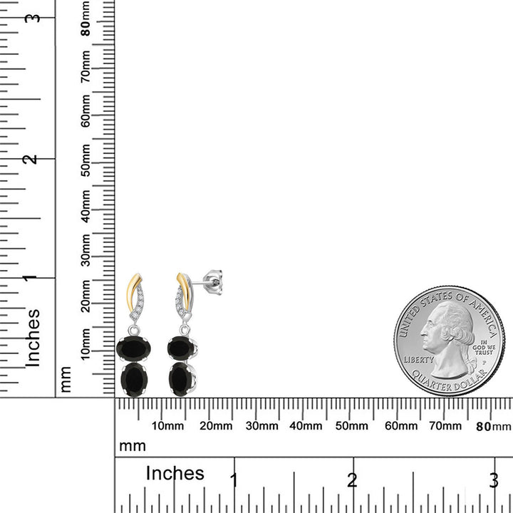 Earrings in 925 Sterling Silver and 10K Yellow Gold