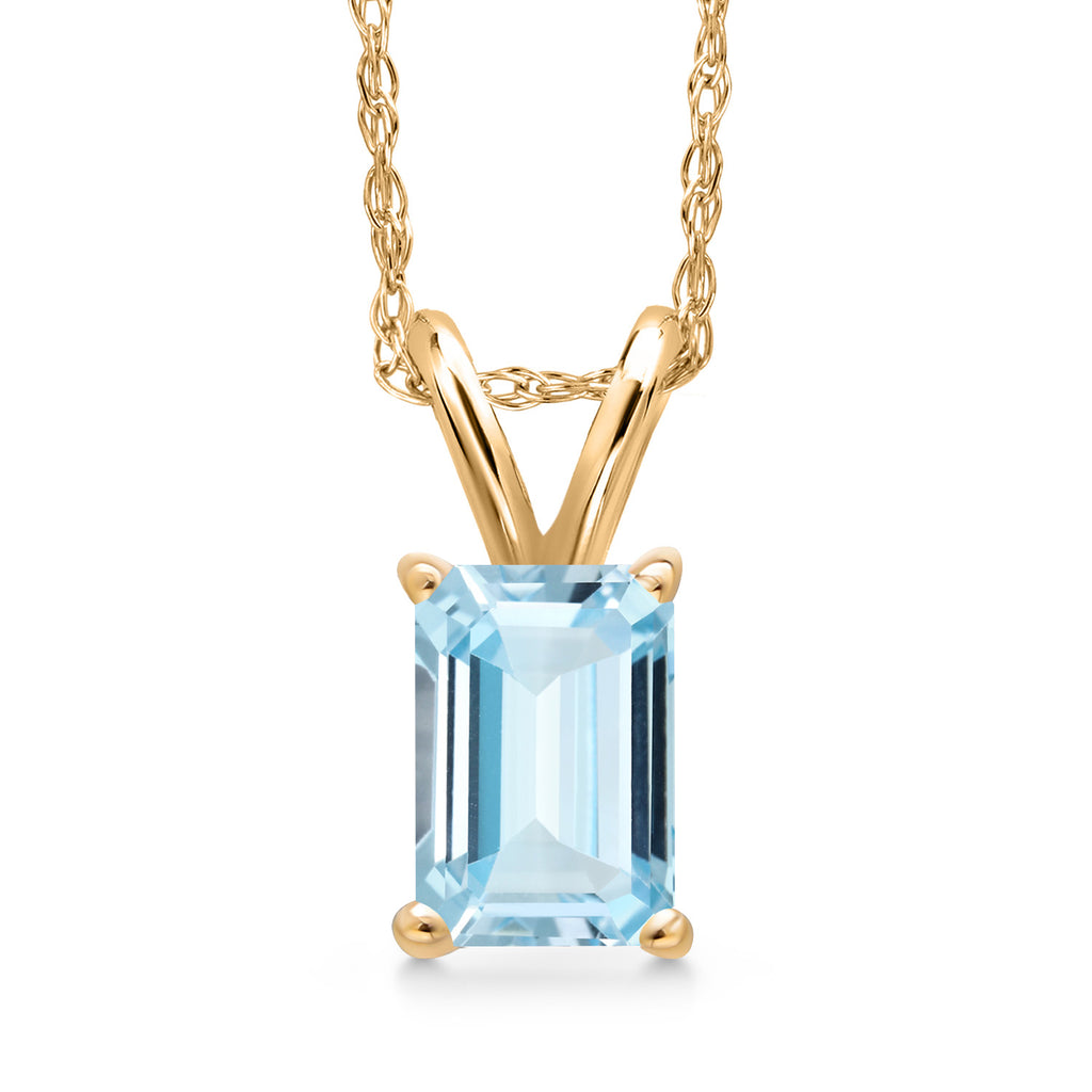 Aquamarine - March_Pendant in 10K Yellow Gold