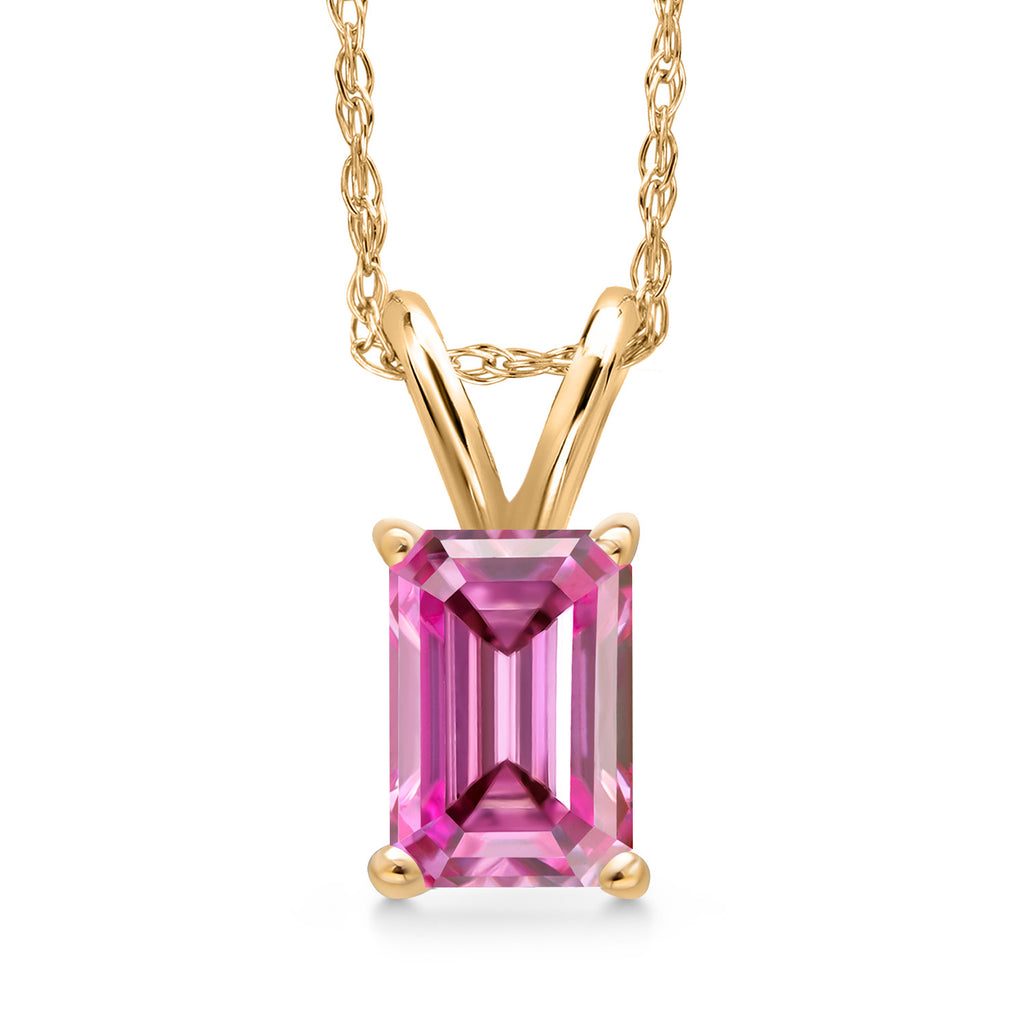 Pink Moissanite - April_Pendant in 10K Yellow Gold