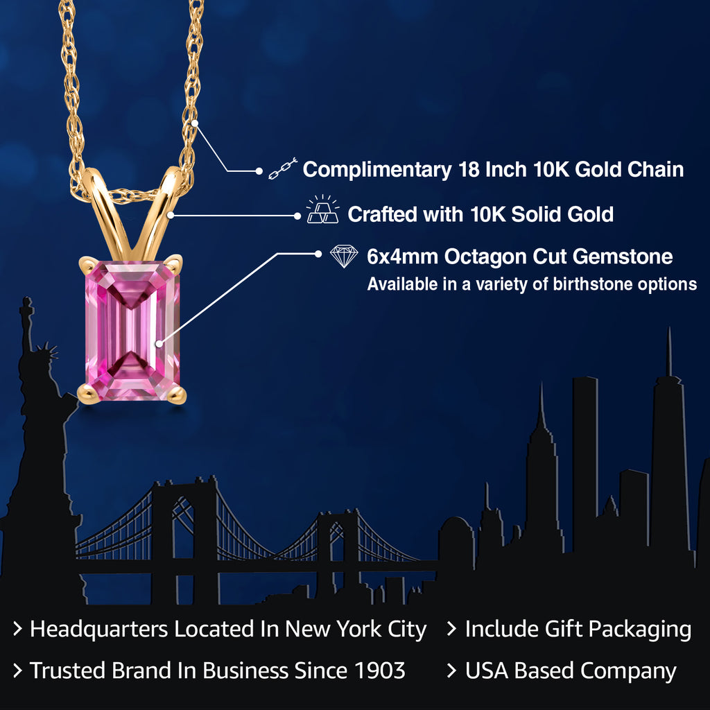 Pink Moissanite - April_Pendant in 10K Yellow Gold