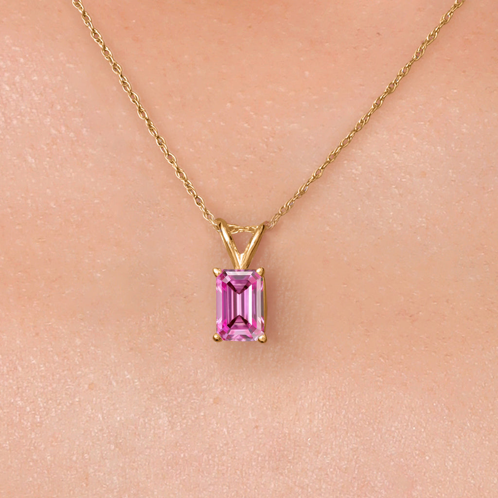 Pink Moissanite - April_Pendant in 10K Yellow Gold